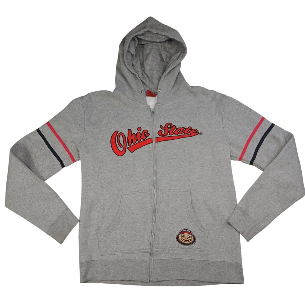 Ohio State Buckeyes Youth XXL Gray‎ Full Zip Hoodie Brutus Buckeye Official Team